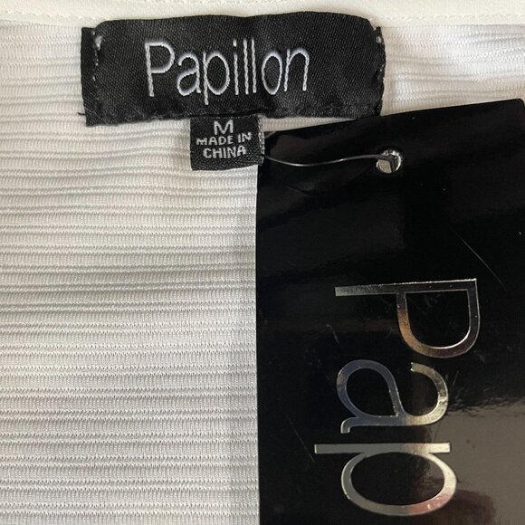 Papillon White Textured Bell Sleeve Blouse Womens SZ M Tunic Top Work Casual NWT - Picture 3 of 9